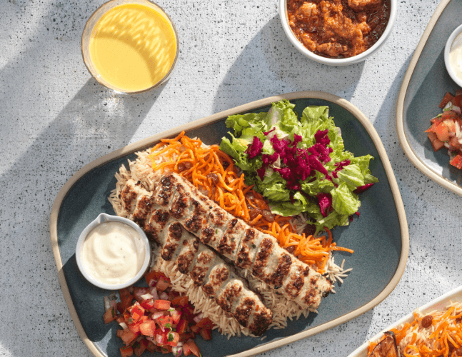 Selection of kabob platters and Afghan specialties