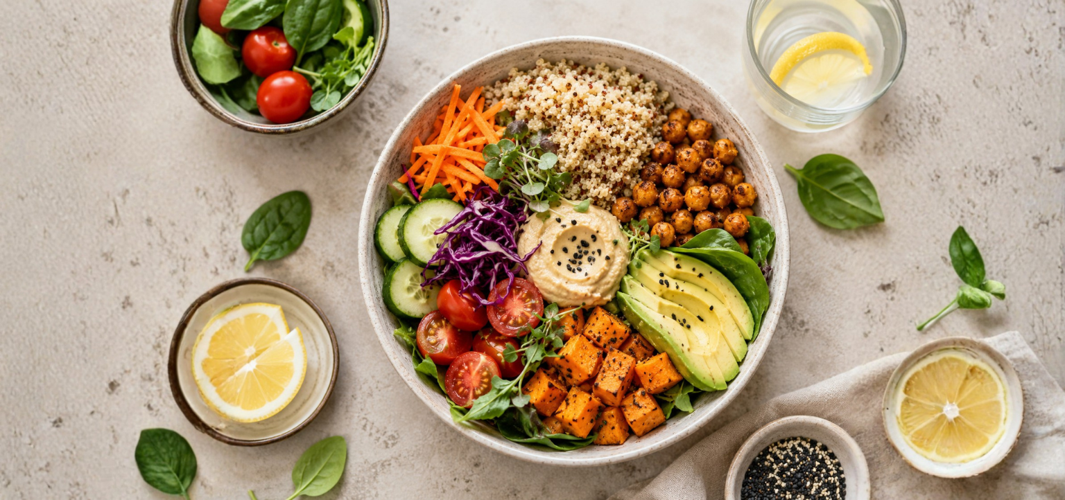 healthy bowl and ingredients