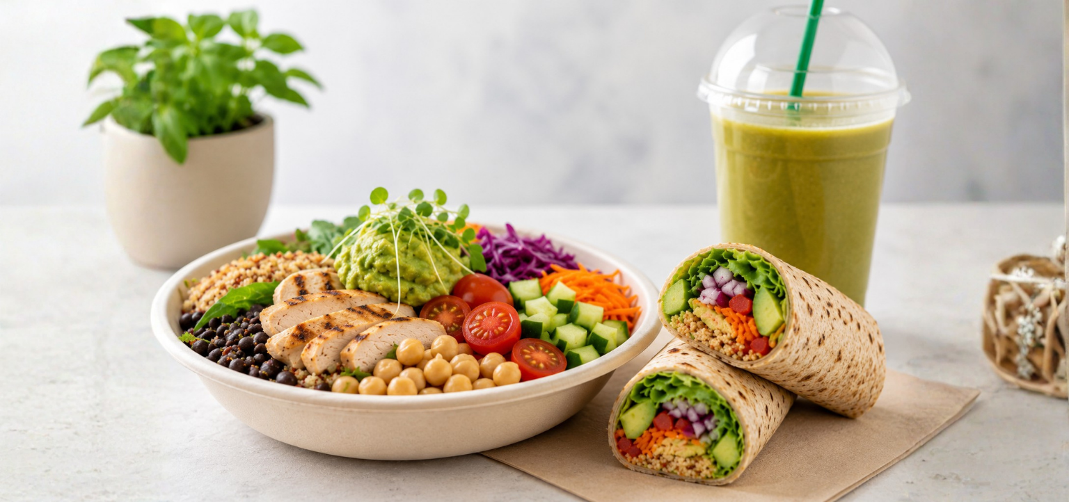 Grilled chicken protein bowl with fresh vegetables