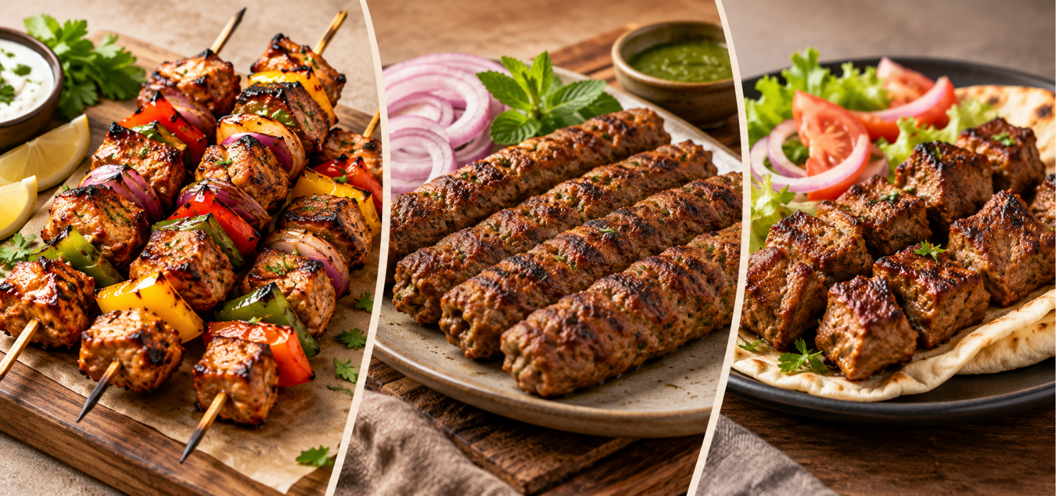 Kabobs, Kabab, and Kebab difference between