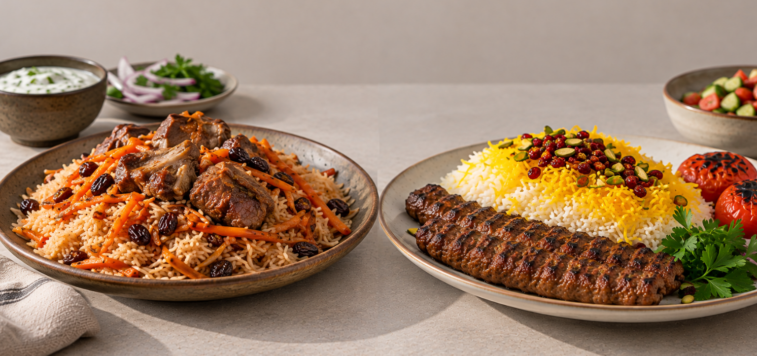 difference between afghan and persian food
